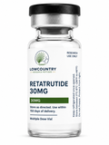 Lowcountry Research Peptides GLP-3 RT vial with label, showing clear liquid and product details for peptide research use.